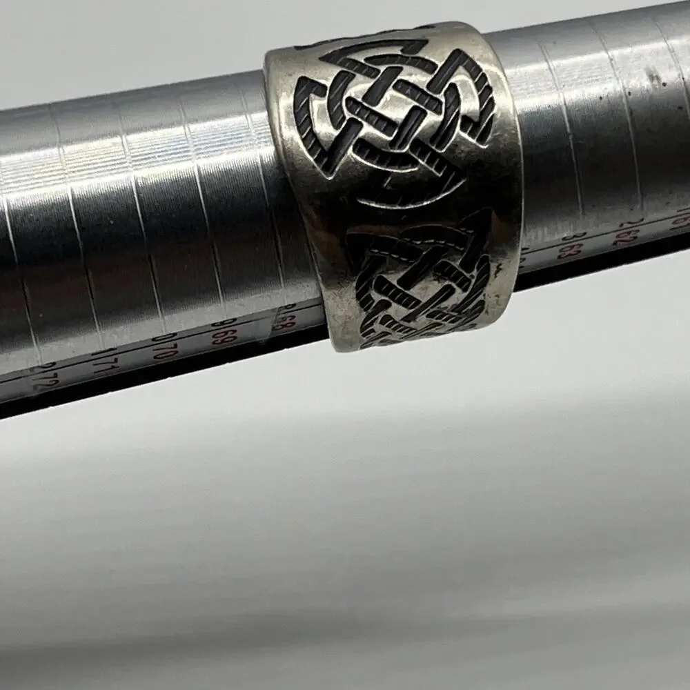 STERLING SILVER Oxidized CELTIC KNOT BAND RING Men’s SIZE 11.5 925 Vintage Rare